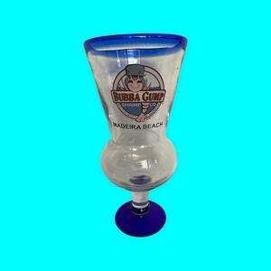 Bubba Gump Shrimp Company Madiera Beach Hurricane Glass Clear/Cobalt Blue